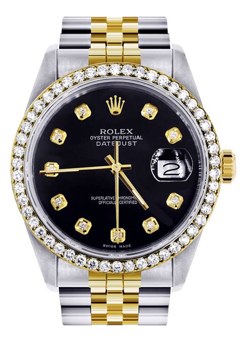 vintage rolex black face silver and gold|Rolex datejust black dial jubilee.